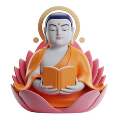Serene 3D Sculpture of Buddhist Deity in Lotus Position