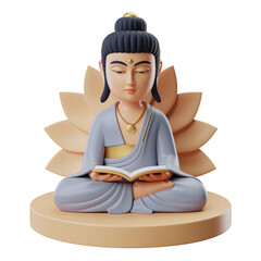 Minimalist 3D Buddhist Statue in Meditation Pose
