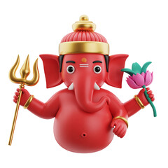 Cute Cartoon Illustration of a Chubby Red Deity