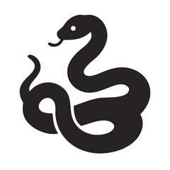 Naklejka premium Simple black snake silhouette on a black background coiled and ready to strike