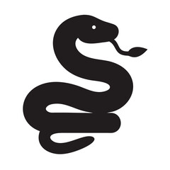 Fototapeta premium Simple Black Snake Silhouette on Black Background with Tongue Out