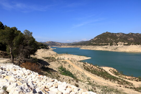landscape around the Guadalteba reservoir near Ardales, Malaga province, Andalucia, Spain