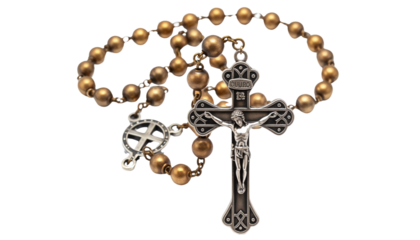 Elegant Catholic Rosary with Intricate Silver Crucifix