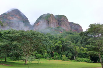 Majestic view of Amboro National Park in Bolivia with perspective over the rainforest mountains and valleys