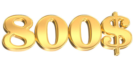 Number 800$ Gold 3D Render