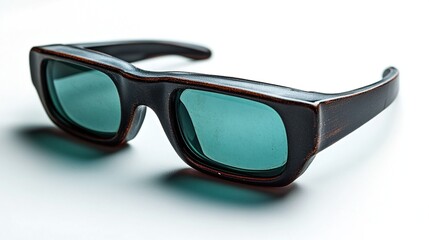 Dark wood sunglasses studio shot, white background