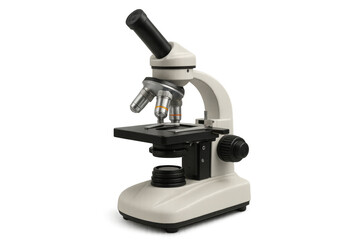Professional laboratory microscope standing on a transparent background, ready for scientific research and analysis