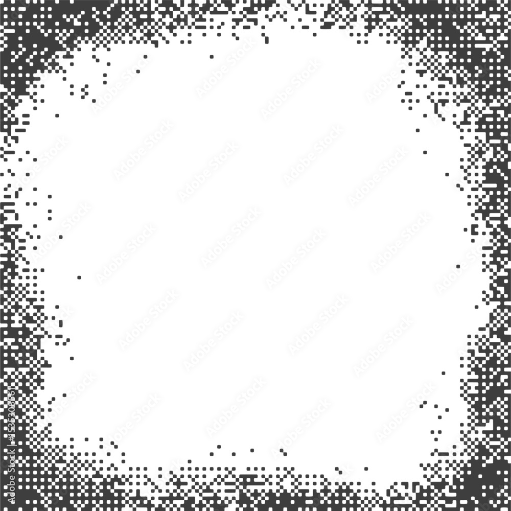 Poster Pixel pattern background. Bitmap textured arcade game gradient frame. Retro dither vector square border. Abstract digital mosaic bg. Halftone noisy glitch effect