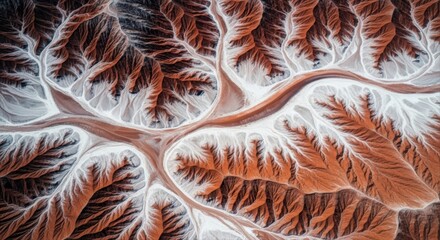 Aerial drone view of a stunning desert landscape with intricate natural erosion patterns.
