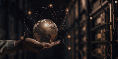Hand Holding Hardware Service Globe for Innovative Solutions