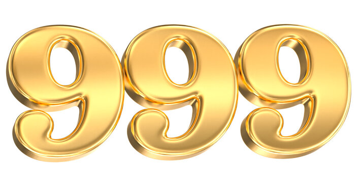 Number 999 Gold 3D Render