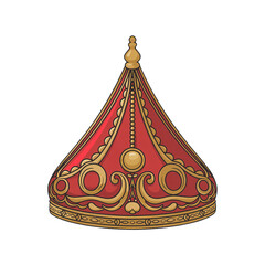 Elegant Moroccan Headdress in Red and Gold Design