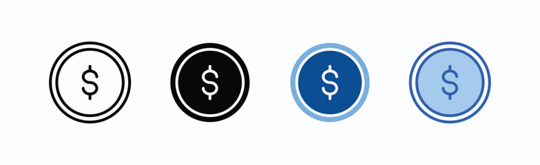Coin icon sheet multiple style collection isolated vector
