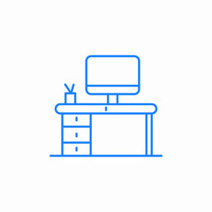 desk computer monitor icon sign vector