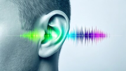 Hearing health sound waves ear care audiology medical concept