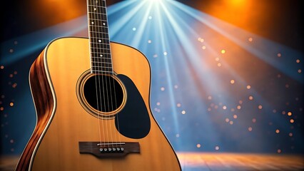 Naklejka premium Acoustic guitar music instrument concert stage performance