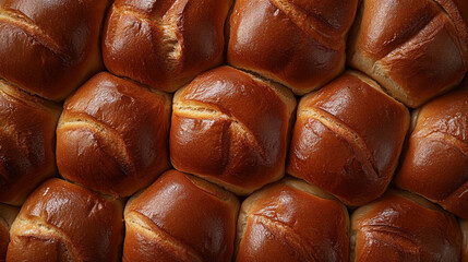 Close-Up of Freshly Baked Golden Brioche Bread Rolls