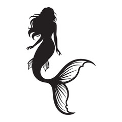Fearsome Siren Ancient Voice Shape Silhouette with Eerie Charm and Unseen Power - siren silhouette - siren vector - silhouette of siren - Siren illustration
