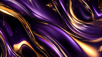 Galactic Liquid Swirls in Deep Purple and Radiant Gold