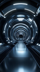 Futuristic Tunnel with Circular Light Patterns