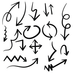 set of hand drawn arrow icons featuring various shapes