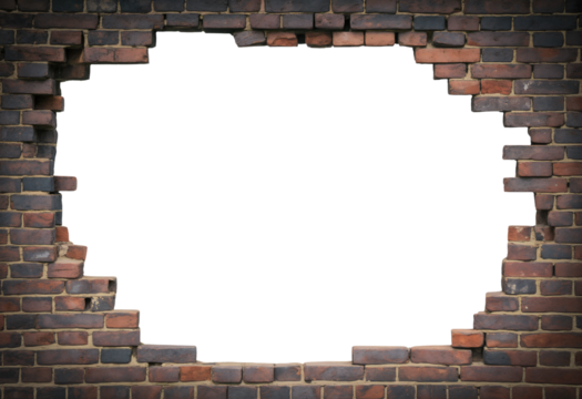Weathered Brick Wall with Irregular Hole Frame