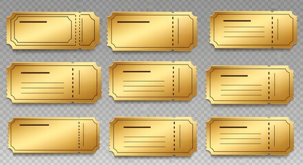 Golden Ticket Stubs Vector Set