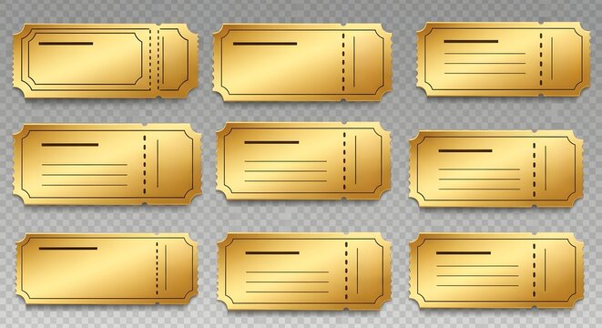 Golden Ticket Stubs Vector Set