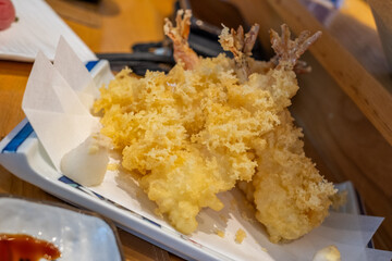 Crispy Shrimp Tempura on Platter