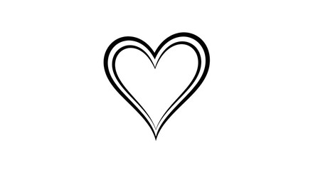 Double Line Heart Shape on White Background