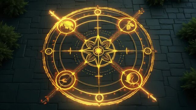 Fortune teller and horoscope concpet ,Glowing Magical Symbol Intricate Stone Patterns Evoking Mystery and Energy