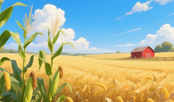 corn field and blue sky