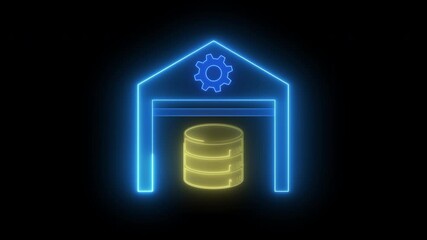 Data analytics concept, infographic dashboard showing KPIs, performance metrics, and business insights from large data sets. Motion graphic of data warehouse icon isolated on transparent background. - Powered by Adobe