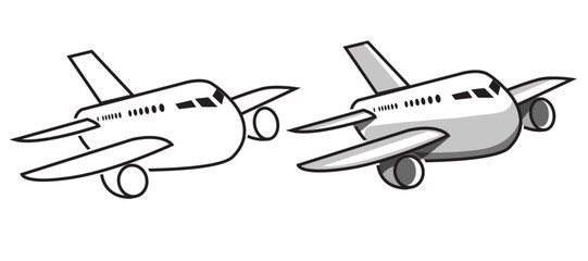 two airpalne icons isolated on transparent background.travel concept clip art vector illustration.airliner,aircraft signs and symbols element.