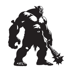 Fototapeta premium Striking Vector Ogre Mountain Dweller Concept Image with Solid Stance and Rugged Texture - ogre silhouette - ogre vector - silhouette of ogre 