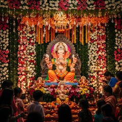 Obraz premium Colorful Ganesh Chaturthi Festival Celebration Photo