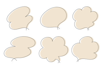 点線で作ったシンプルなかわいい吹き出しセット　ベージュ