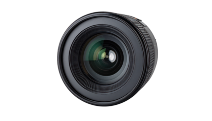 Closeup camera lens isolated on transparent background