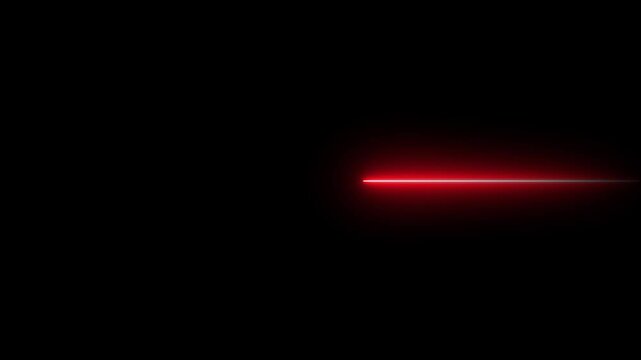 Digital data transfer neon line moving from left to right animation Isolated on black background