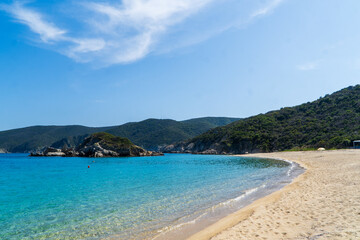 tropical beach with blue sky