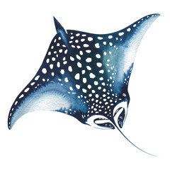 Ethereal Watercolor Manta Ray in Minimalist Style
