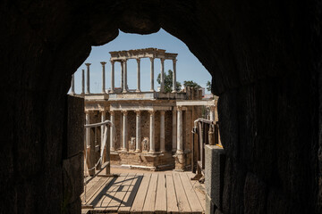 Antiguo teatro romano en el conjunto arqueológico de Mérida, Extremadura