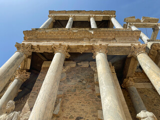 Antiguo teatro romano en el conjunto arqueológico de Mérida, Extremadura