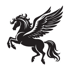 Iconic Pegasus Transformed Celestial Being Concept Graphic with Mystical Aura and Timeless Grace - pegasus silhouette - pegasus vector - silhouette of pegasus - mythical creature vector

