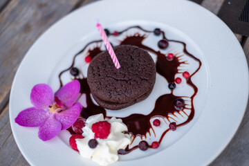 Chocolate Dessert With Birthday Candle