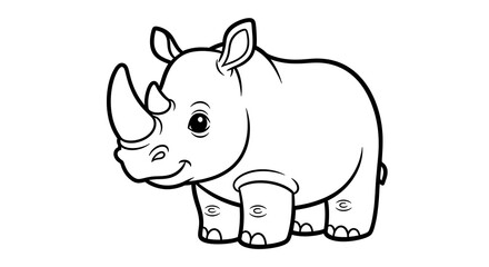 Rhino coloring page outline vector illustration for kids printable activity worksheet 90 on transparent background