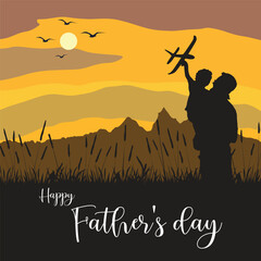 Naklejka premium Father and Child at Sunset – Happy Father's Day