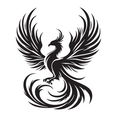 Iconic Phoenix Transformed Legendary Being Concept Graphic with Mystical Aura and Timeless Presence - phoenix silhouette - phoenix vector - silhouette of phoenix - mythical creature vector
