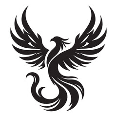 Ancient Phoenix Mythical Apex Predator Form Vector with Detailed Claws and Sharp Gaze - phoenix silhouette - phoenix vector - silhouette of phoenix - Phoenix illustration
