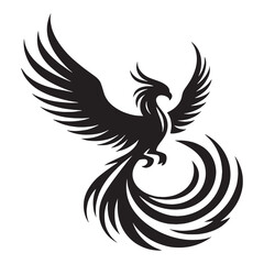Striking Vector Phoenix Winged Beast of Rebirth Concept Image with Open Wings and Fiery Trail - phoenix silhouette - phoenix vector - silhouette of phoenix - mythical creature vector
